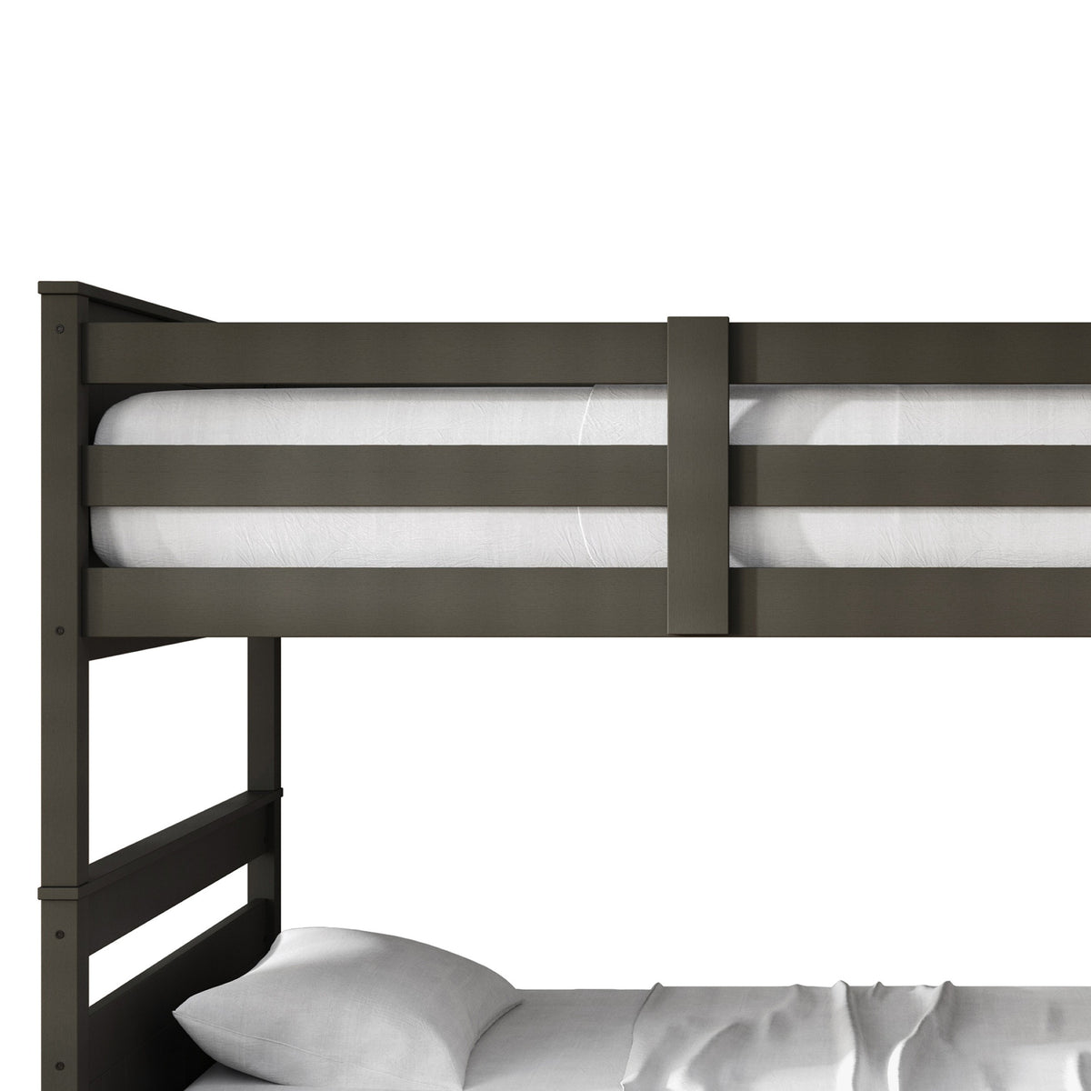 Home Design Lorain Twin Over Twin Solid Wood Bunk Bed with Sturdy Guardrails and Ladder, Easy Assembly