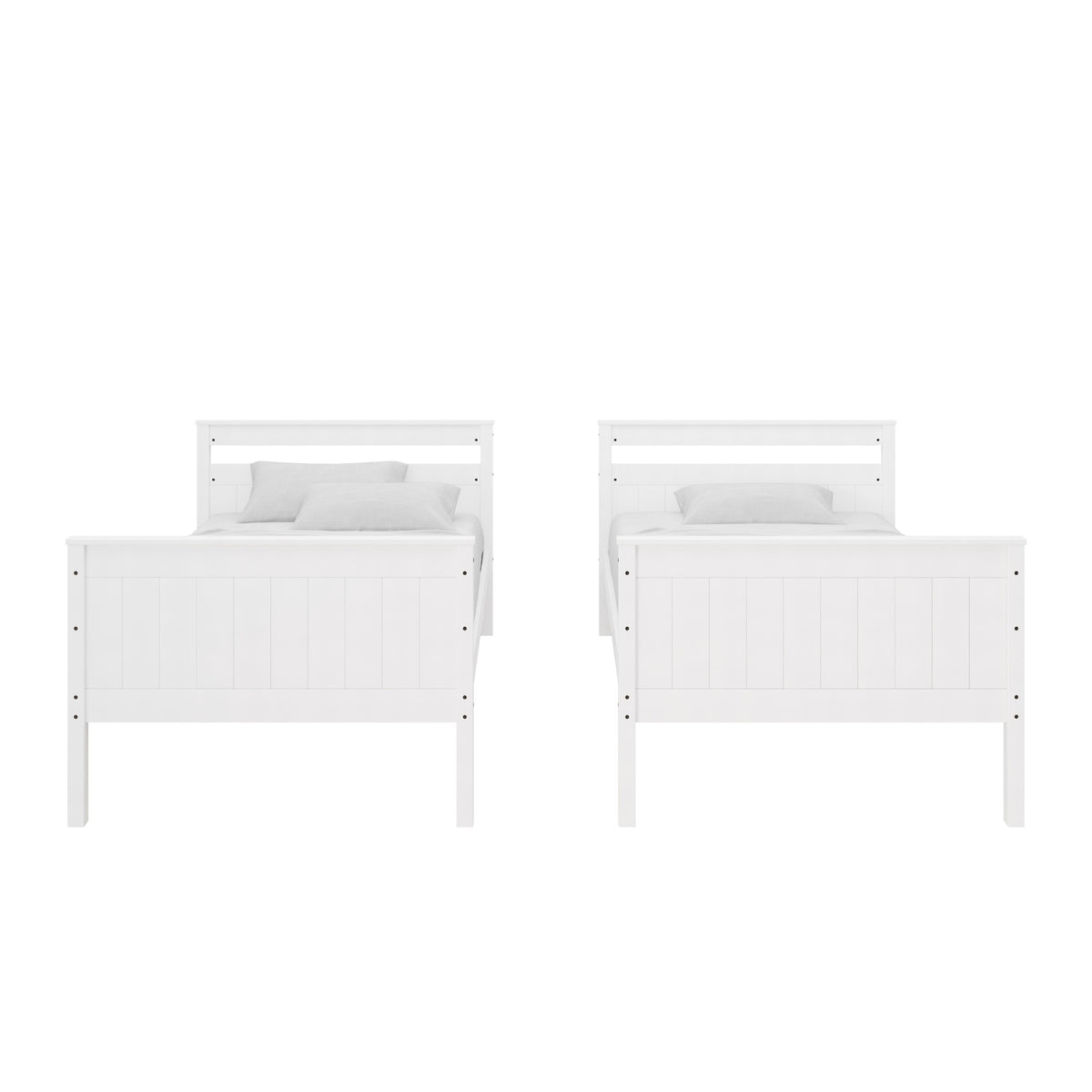 Home Design Lorain Twin Over Twin Solid Wood Bunk Bed with Sturdy Guardrails and Ladder, Easy Assembly