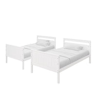 Home Design Lorain Twin Over Twin Solid Wood Bunk Bed with Sturdy Guardrails and Ladder, Easy Assembly