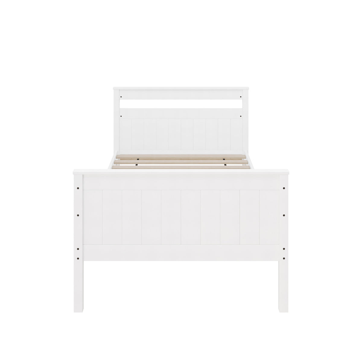 Home Design Lorain Twin Over Twin Solid Wood Bunk Bed with Sturdy Guardrails and Ladder, Easy Assembly