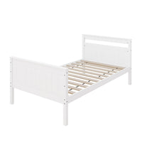 Home Design Lorain Twin Over Twin Solid Wood Bunk Bed with Sturdy Guardrails and Ladder, Easy Assembly