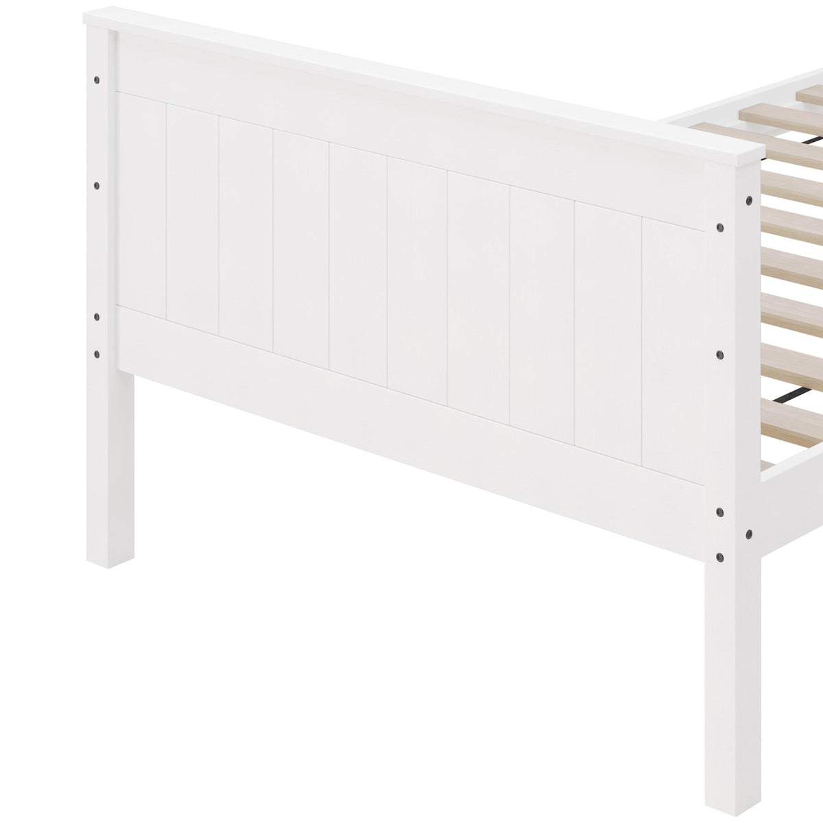Home Design Lorain Twin Over Twin Solid Wood Bunk Bed with Sturdy Guardrails and Ladder, Easy Assembly