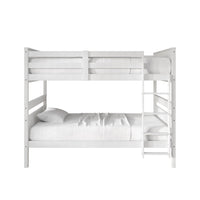 Home Design Lorain Twin Over Twin Solid Wood Bunk Bed with Sturdy Guardrails and Ladder, Easy Assembly