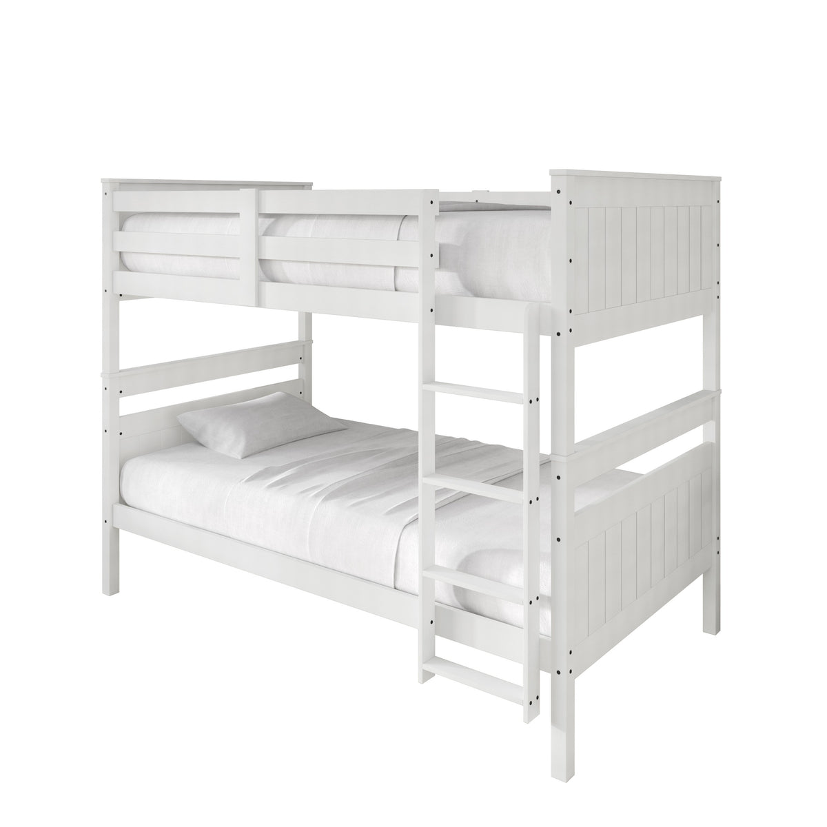 Home Design Lorain Twin Over Twin Solid Wood Bunk Bed with Sturdy Guardrails and Ladder, Easy Assembly