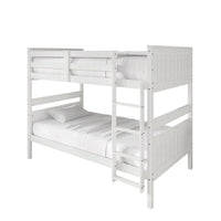 Home Design Lorain Twin Over Twin Solid Wood Bunk Bed with Sturdy Guardrails and Ladder, Easy Assembly