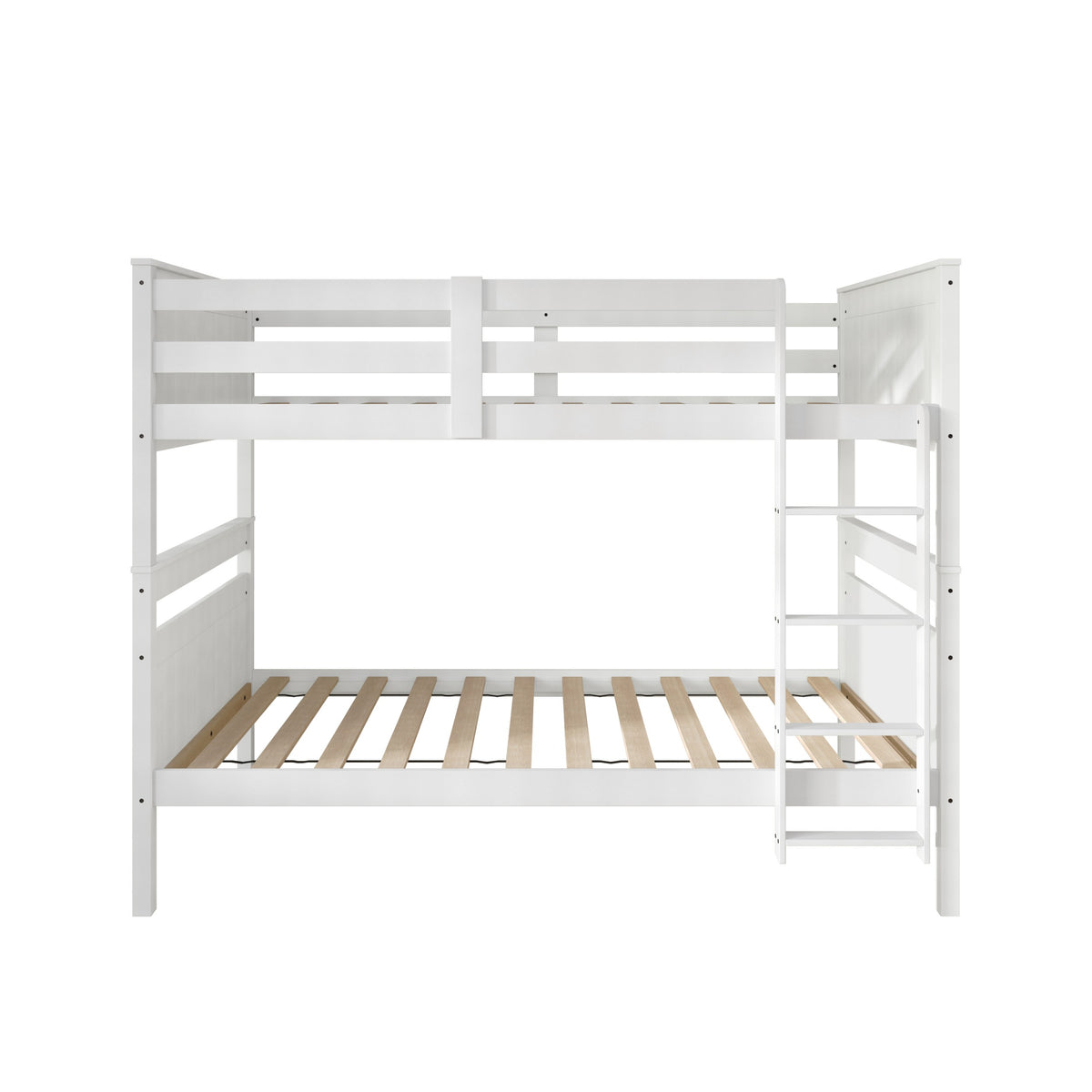 Home Design Lorain Twin Over Twin Solid Wood Bunk Bed with Sturdy Guardrails and Ladder, Easy Assembly