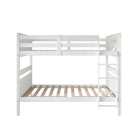 Home Design Lorain Twin Over Twin Solid Wood Bunk Bed with Sturdy Guardrails and Ladder, Easy Assembly