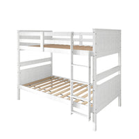 Home Design Lorain Twin Over Twin Solid Wood Bunk Bed with Sturdy Guardrails and Ladder, Easy Assembly