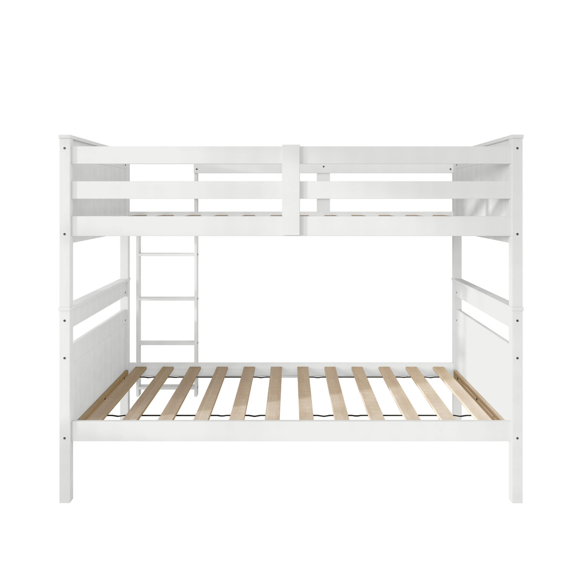 Home Design Lorain Twin Over Twin Solid Wood Bunk Bed with Sturdy Guardrails and Ladder, Easy Assembly