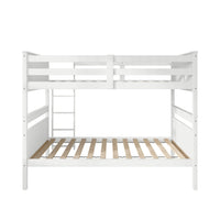 Home Design Lorain Twin Over Twin Solid Wood Bunk Bed with Sturdy Guardrails and Ladder, Easy Assembly