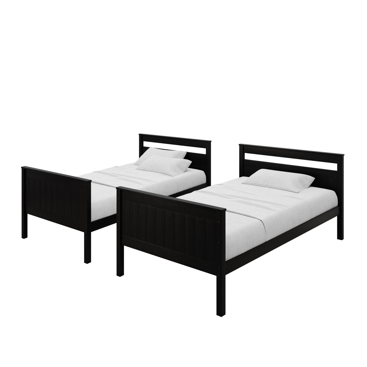 Home Design Lorain Twin Over Twin Solid Wood Bunk Bed with Sturdy Guardrails and Ladder, Easy Assembly