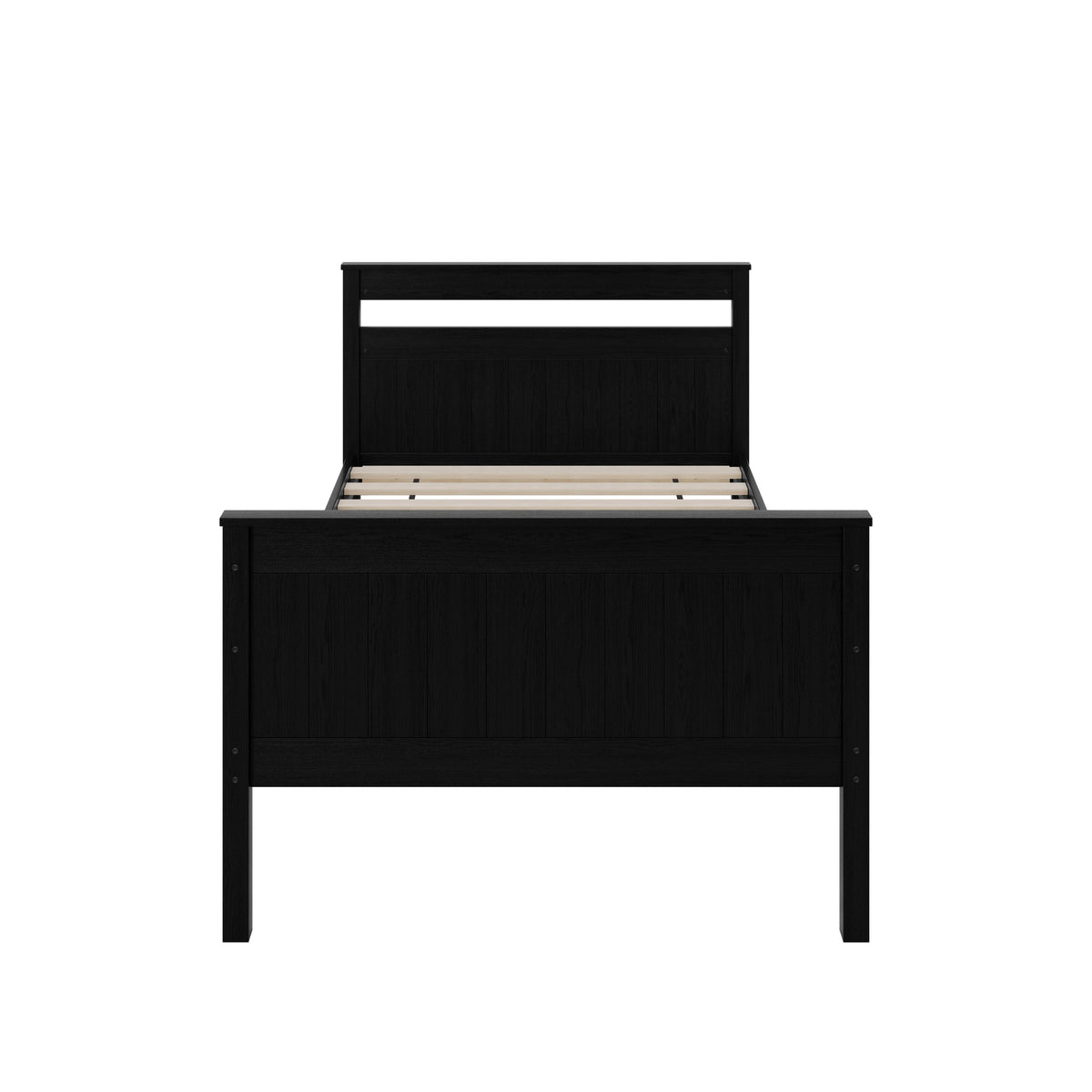 Home Design Lorain Twin Over Twin Solid Wood Bunk Bed with Sturdy Guardrails and Ladder, Easy Assembly