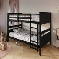Home Design Lorain Twin Over Twin Solid Wood Bunk Bed with Sturdy Guardrails and Ladder, Easy Assembly