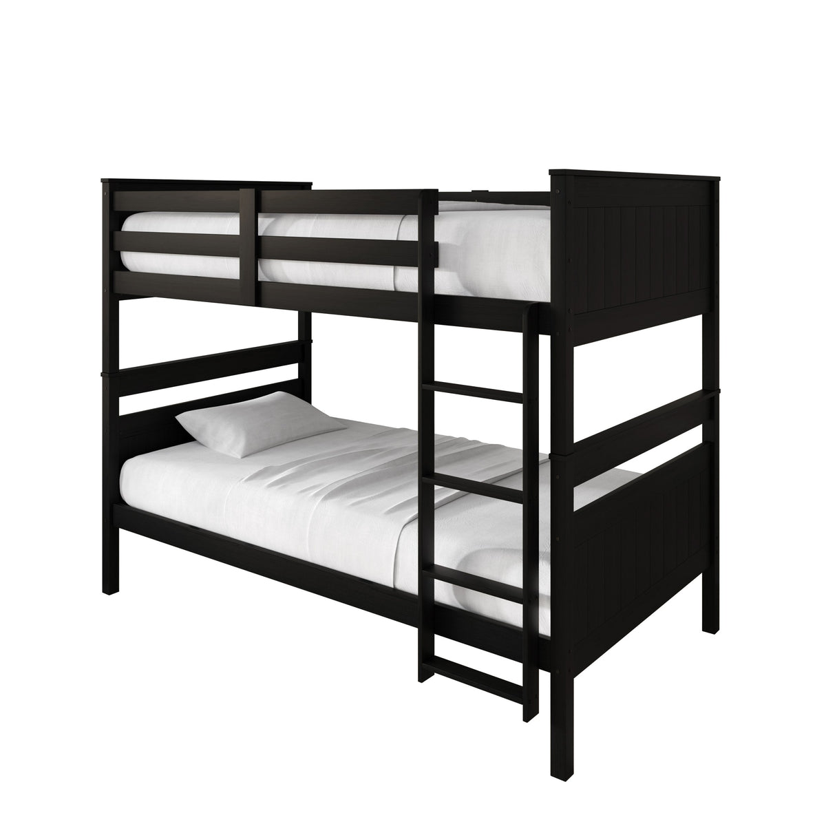 Home Design Lorain Twin Over Twin Solid Wood Bunk Bed with Sturdy Guardrails and Ladder, Easy Assembly