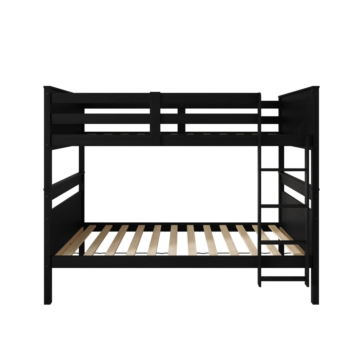 Home Design Lorain Twin Over Twin Solid Wood Bunk Bed with Sturdy Guardrails and Ladder, Easy Assembly