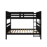 Home Design Lorain Twin Over Twin Solid Wood Bunk Bed with Sturdy Guardrails and Ladder, Easy Assembly