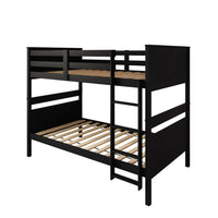 Home Design Lorain Twin Over Twin Solid Wood Bunk Bed with Sturdy Guardrails and Ladder, Easy Assembly