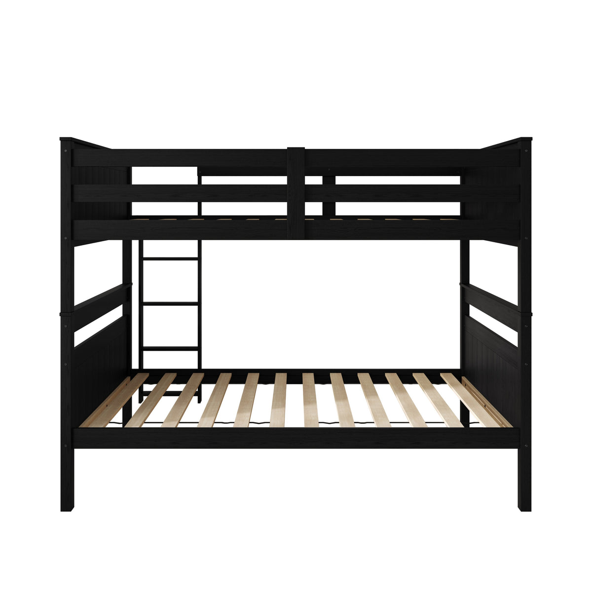 Home Design Lorain Twin Over Twin Solid Wood Bunk Bed with Sturdy Guardrails and Ladder, Easy Assembly