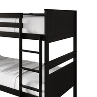 Home Design Lorain Twin Over Twin Solid Wood Bunk Bed with Sturdy Guardrails and Ladder, Easy Assembly