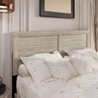 Home Design Yakima Modern Wood Panel Headboard with Adjustable Metal Legs – Contemporary Bedroom Headboard with Natural Wood Grain Finish & Sleek Black Steel Support