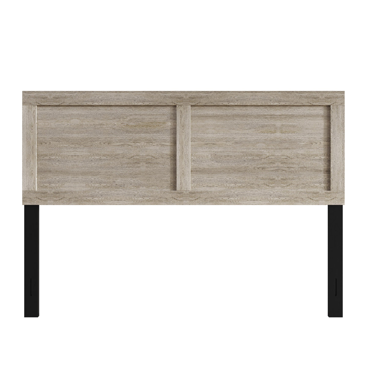 Home Design Yakima Modern Wood Panel Headboard with Adjustable Metal Legs – Contemporary Bedroom Headboard with Natural Wood Grain Finish & Sleek Black Steel Support