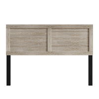 Home Design Yakima Modern Wood Panel Headboard with Adjustable Metal Legs – Contemporary Bedroom Headboard with Natural Wood Grain Finish & Sleek Black Steel Support