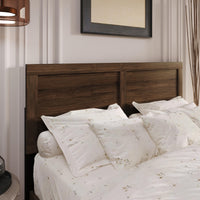 Home Design Yakima Modern Wood Panel Headboard with Adjustable Metal Legs – Contemporary Bedroom Headboard with Natural Wood Grain Finish & Sleek Black Steel Support