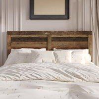 Home Design Yakima Modern Wood Panel Headboard with Adjustable Metal Legs – Contemporary Bedroom Headboard with Natural Wood Grain Finish & Sleek Black Steel Support