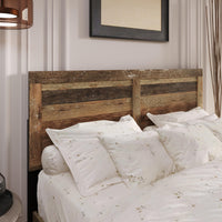 Home Design Yakima Modern Wood Panel Headboard with Adjustable Metal Legs – Contemporary Bedroom Headboard with Natural Wood Grain Finish & Sleek Black Steel Support