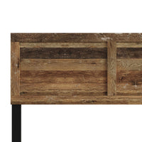 Home Design Yakima Modern Wood Panel Headboard with Adjustable Metal Legs – Contemporary Bedroom Headboard with Natural Wood Grain Finish & Sleek Black Steel Support