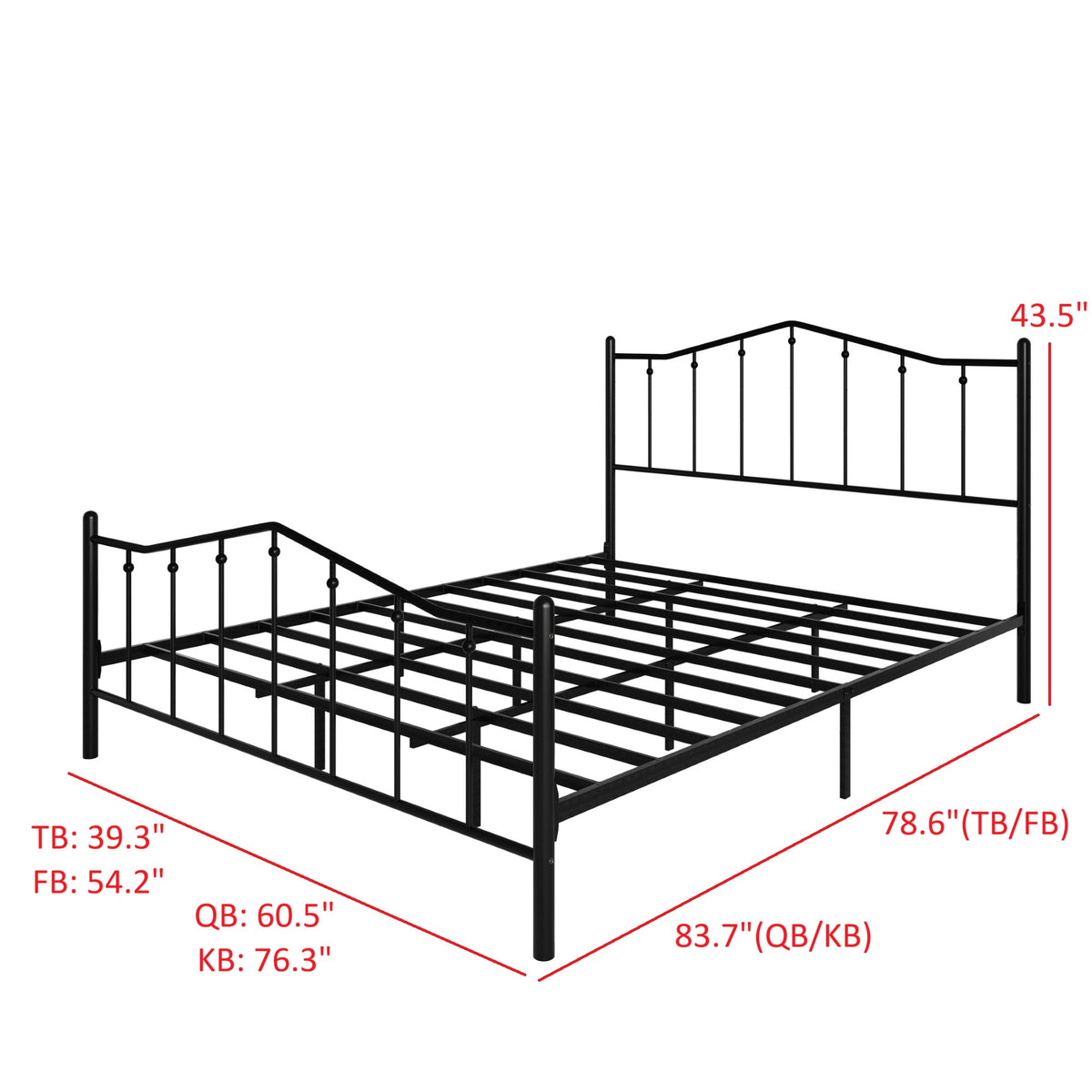 Home Design Atmore Metal Platform Bed Frame, Iron Bed with Headboard & Footboard, No Box Spring Needed