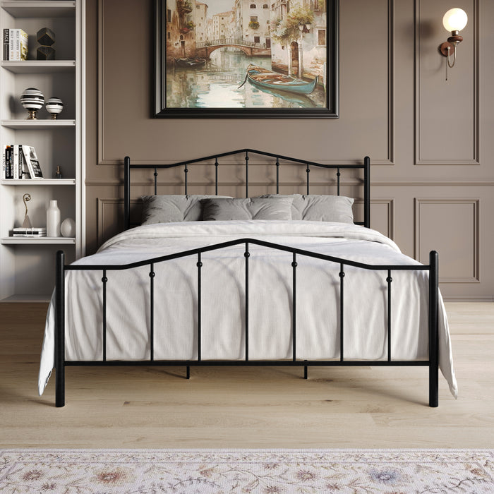 Home Design Atmore Metal Platform Bed Frame, Iron Bed with Headboard & Footboard, No Box Spring Needed