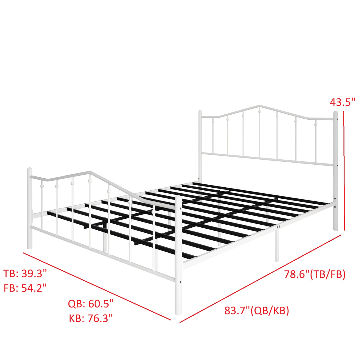 Home Design Atmore Metal Platform Bed Frame, Iron Bed with Headboard & Footboard, No Box Spring Needed