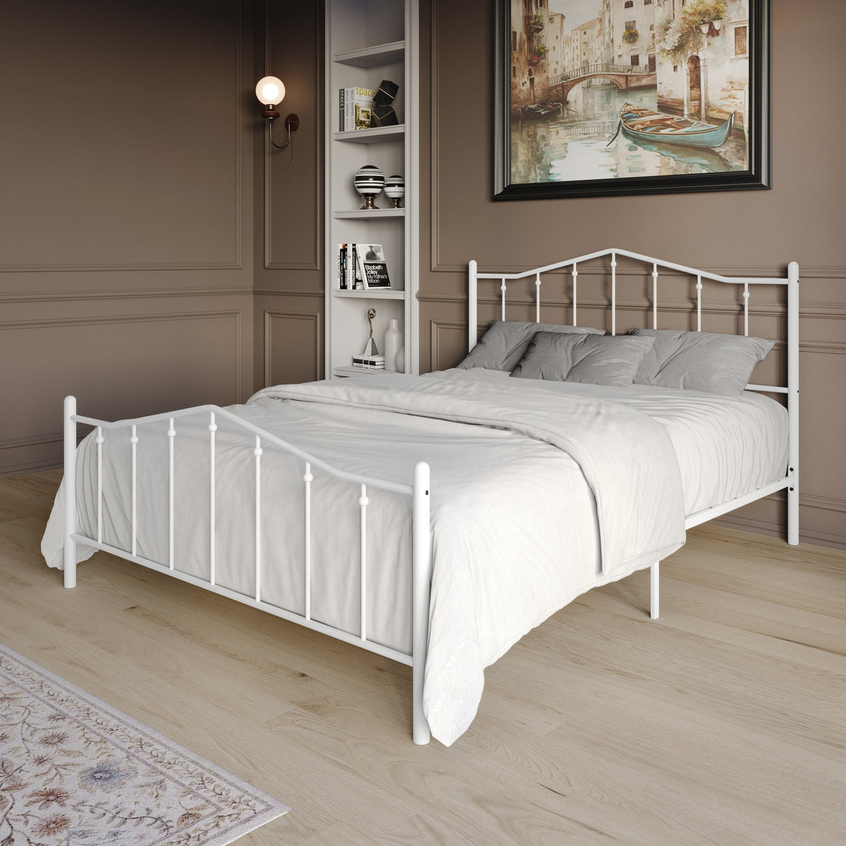 Home Design Atmore Metal Platform Bed Frame, Iron Bed with Headboard & Footboard, No Box Spring Needed