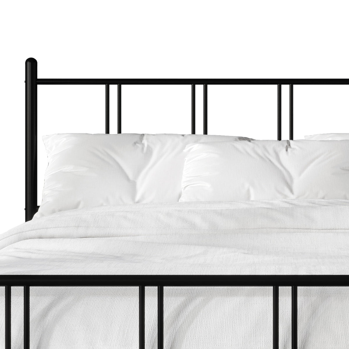 Home Design Decatur Metal Platform Bed Frame, Classic Vertical Slat Headboard & Footboard, Easy Assembly
