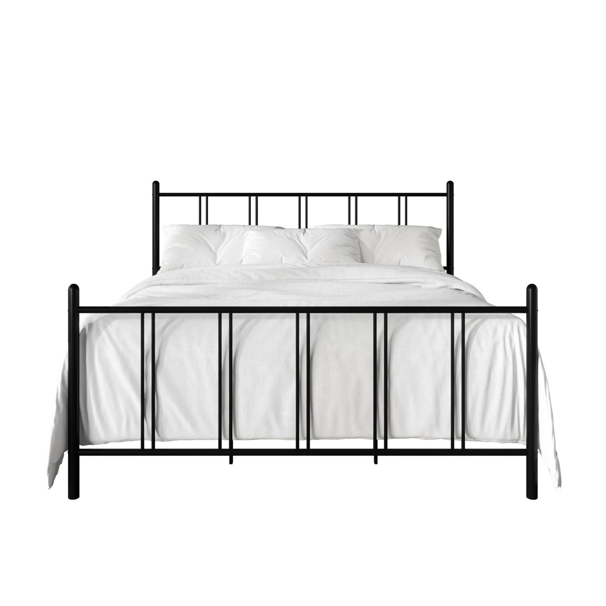 Home Design Decatur Metal Platform Bed Frame, Classic Vertical Slat Headboard & Footboard, Easy Assembly