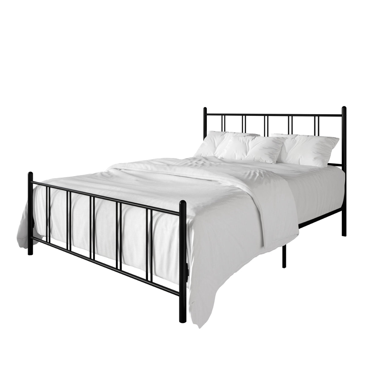 Home Design Decatur Metal Platform Bed Frame, Classic Vertical Slat Headboard & Footboard, Easy Assembly