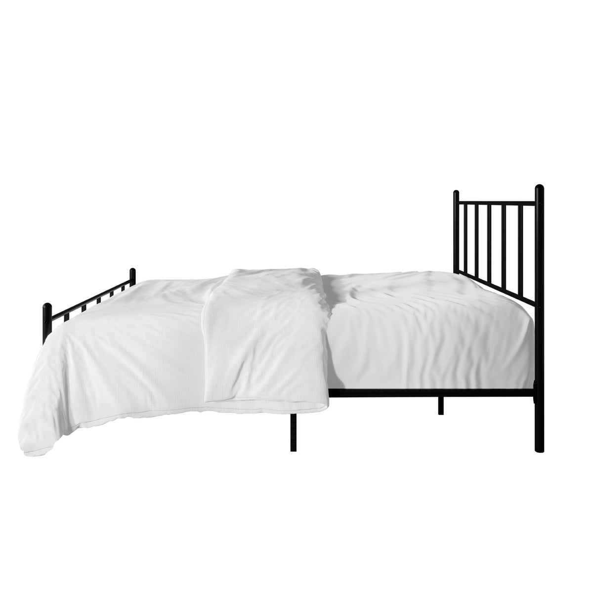 Home Design Decatur Metal Platform Bed Frame, Classic Vertical Slat Headboard & Footboard, Easy Assembly