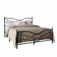 Home Design Enfield Classic Metal Platform Bed, Curved Headboard and Footboard, No Box Spring Needed