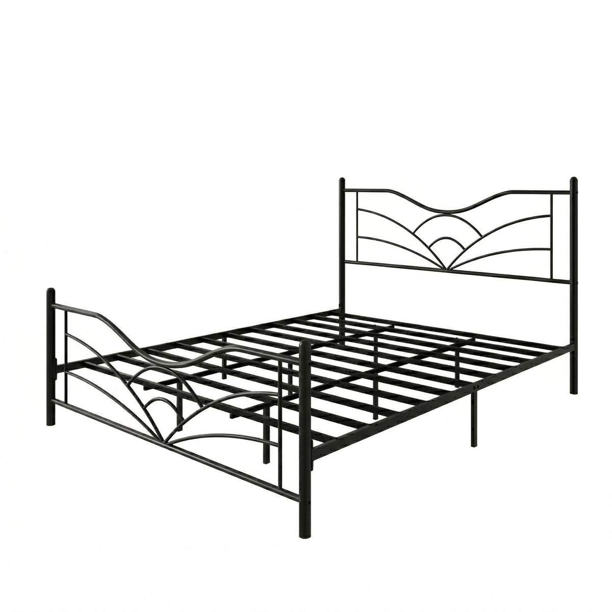 Home Design Enfield Classic Metal Platform Bed, Curved Headboard and Footboard, No Box Spring Needed