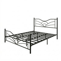 Home Design Enfield Classic Metal Platform Bed, Curved Headboard and Footboard, No Box Spring Needed