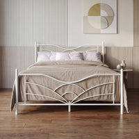 Home Design Enfield Classic Metal Platform Bed, Curved Headboard and Footboard, No Box Spring Needed
