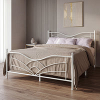 Home Design Enfield Classic Metal Platform Bed, Curved Headboard and Footboard, No Box Spring Needed