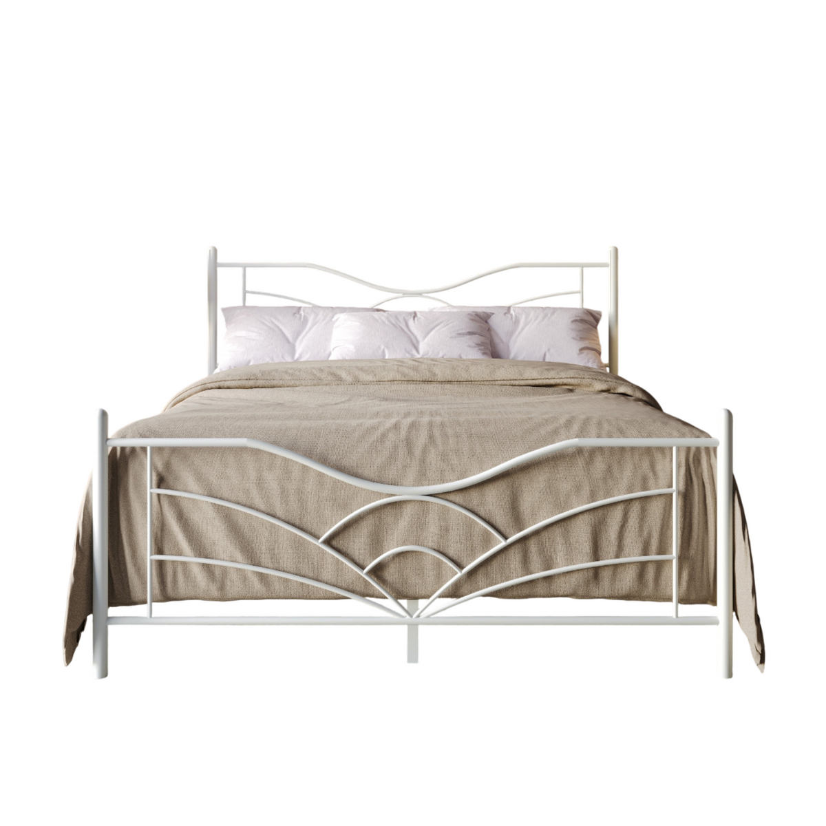 Home Design Enfield Classic Metal Platform Bed, Curved Headboard and Footboard, No Box Spring Needed