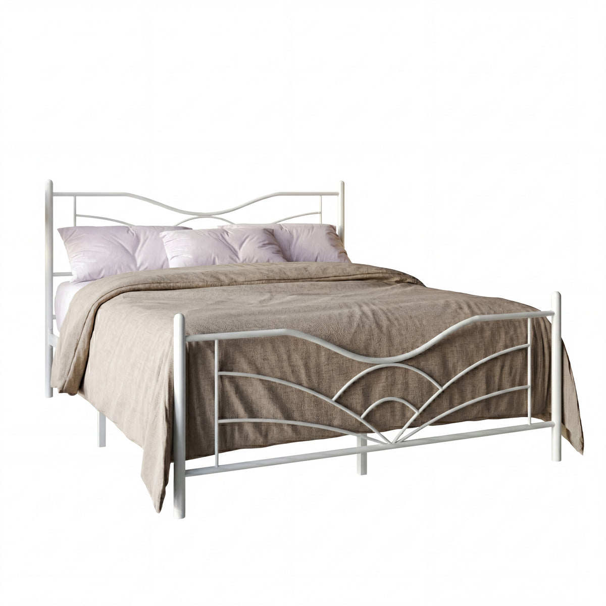 Home Design Enfield Classic Metal Platform Bed, Curved Headboard and Footboard, No Box Spring Needed