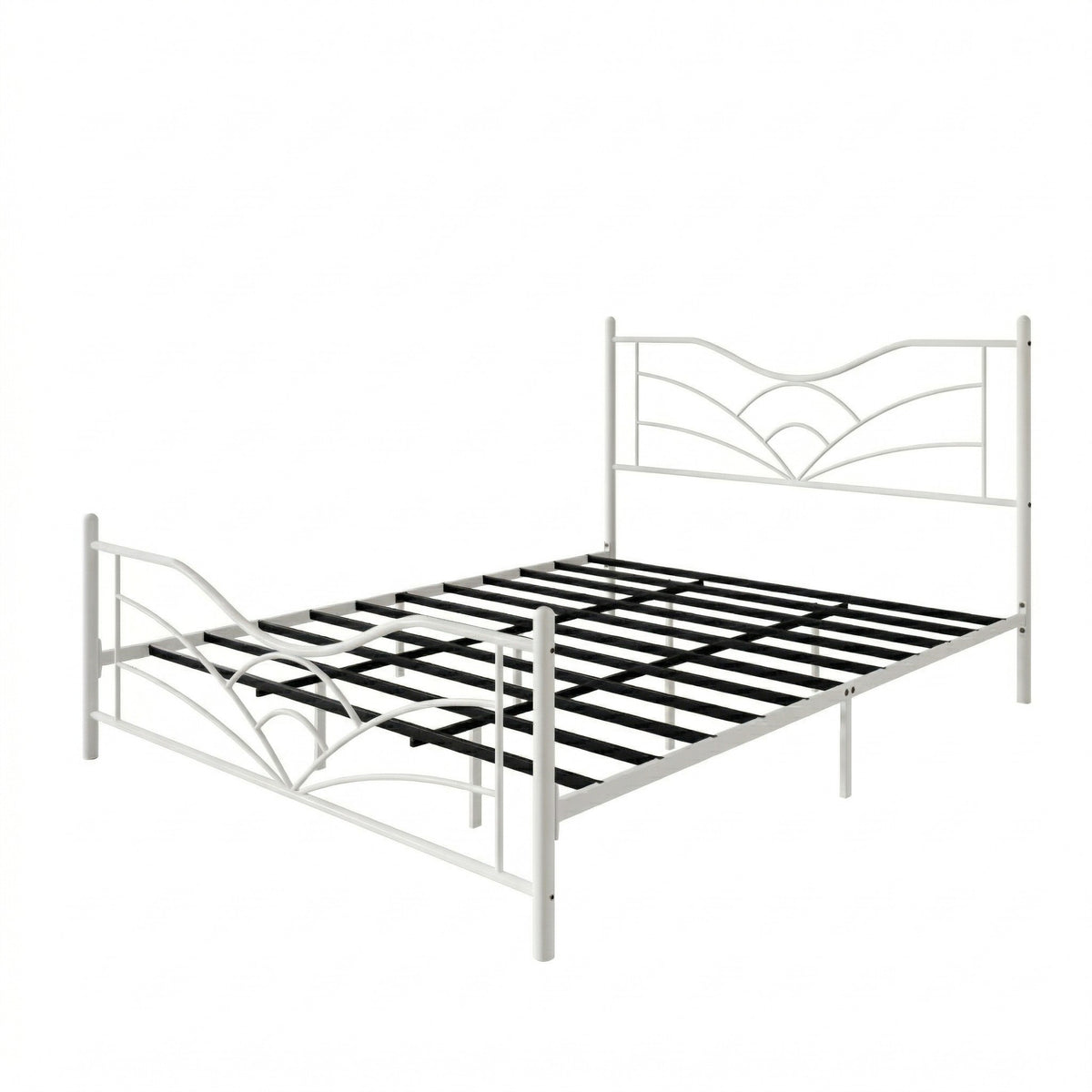 Home Design Enfield Classic Metal Platform Bed, Curved Headboard and Footboard, No Box Spring Needed