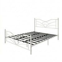 Home Design Enfield Classic Metal Platform Bed, Curved Headboard and Footboard, No Box Spring Needed