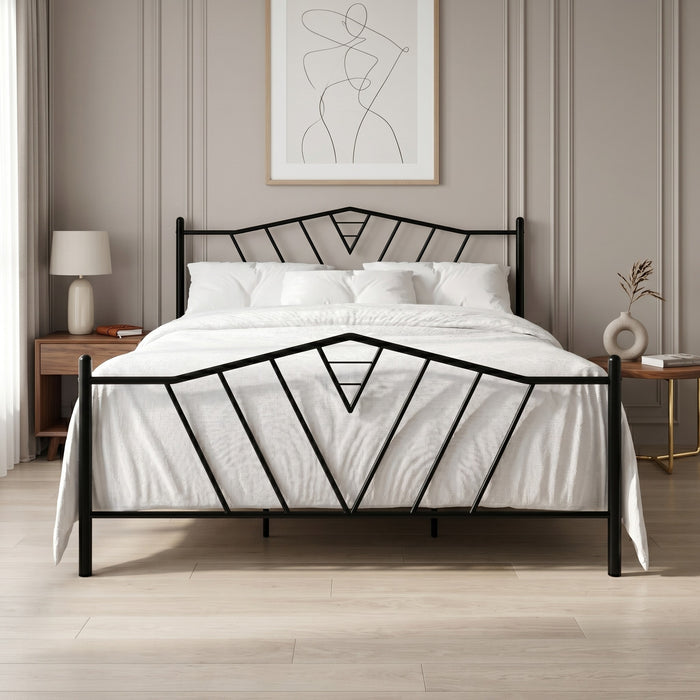 Home Design Valdosta Metal Platform Bed, No Box Spring Required, Modern Design, Easy Assembly