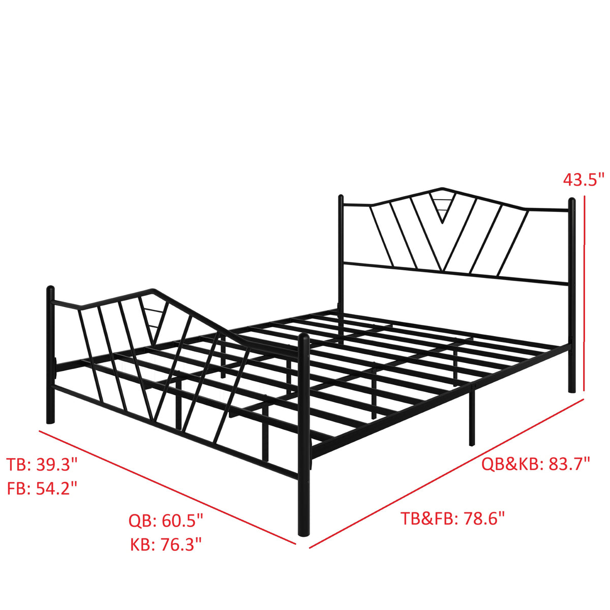 Home Design Valdosta Metal Platform Bed, No Box Spring Required, Modern Design, Easy Assembly