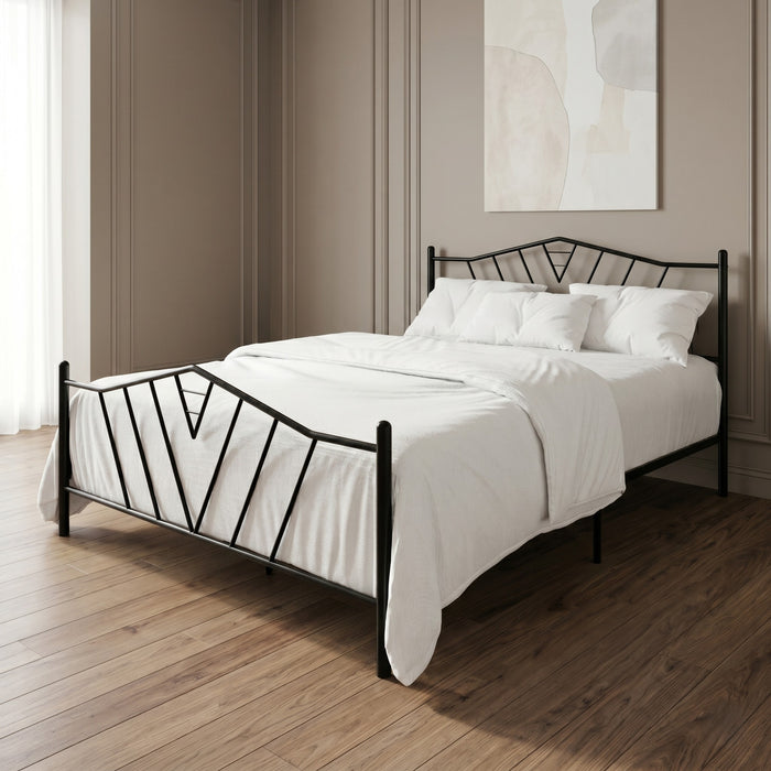 Home Design Valdosta Metal Platform Bed, No Box Spring Required, Modern Design, Easy Assembly